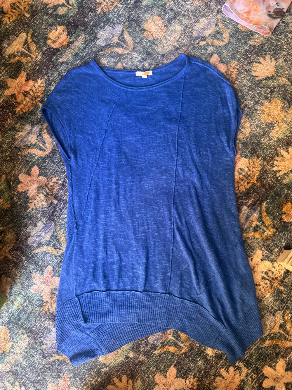 Eileen Fisher Royal Blue Lightweight Knit Tunic in Linen + organic cotton